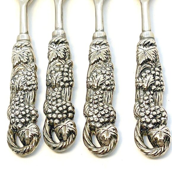 Four Stainless Steel Baby Spoons Grape & Leaf Design - Picture 4 of 12